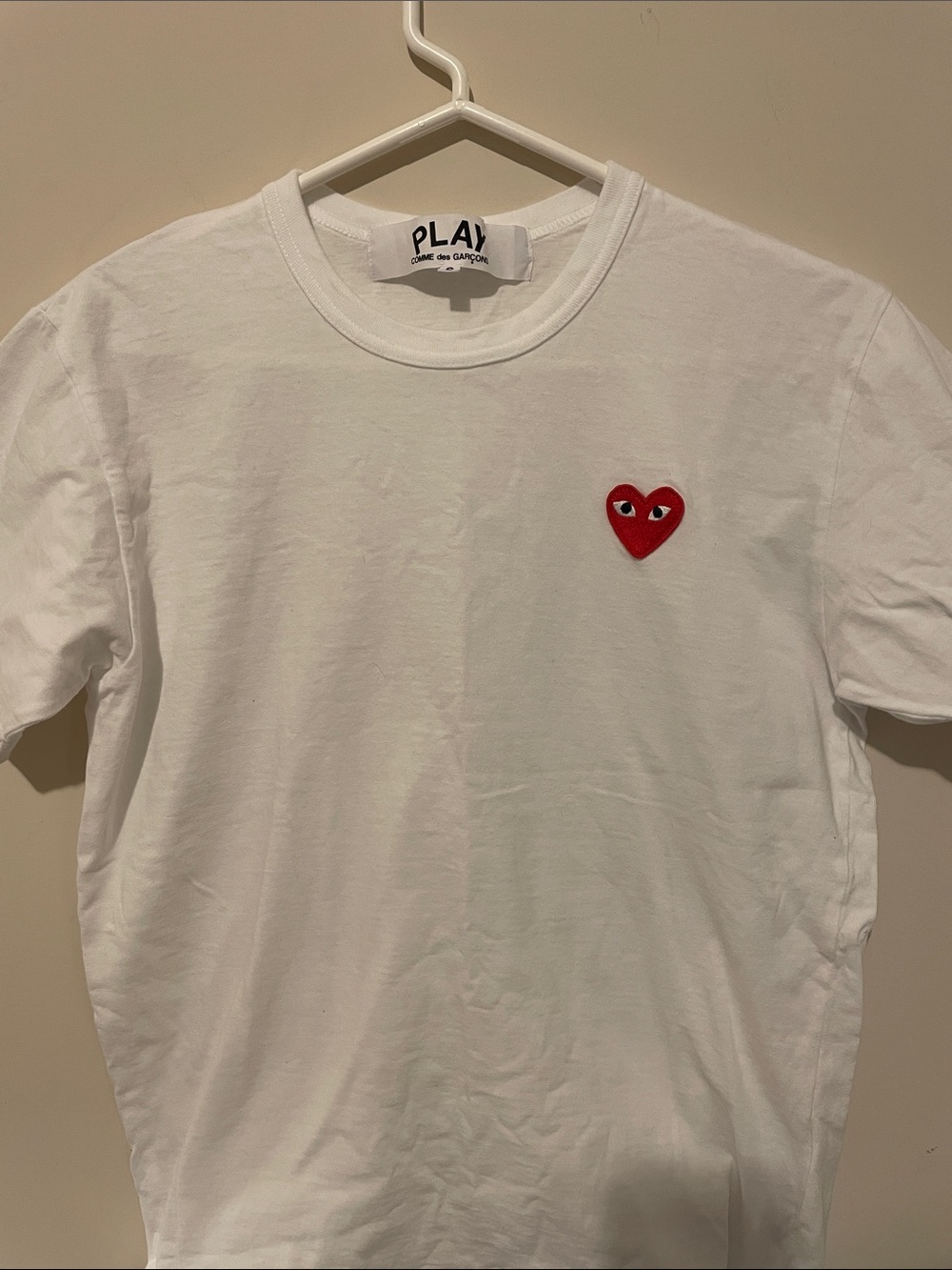 Comme des Garcons PLAY White Tee with Red Heart Patch